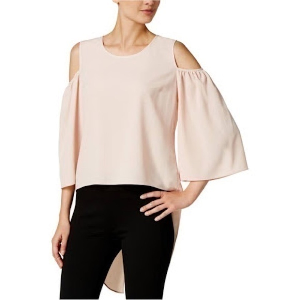 Bar III Womens Asymmetric Hem Open Shoulder Blouse